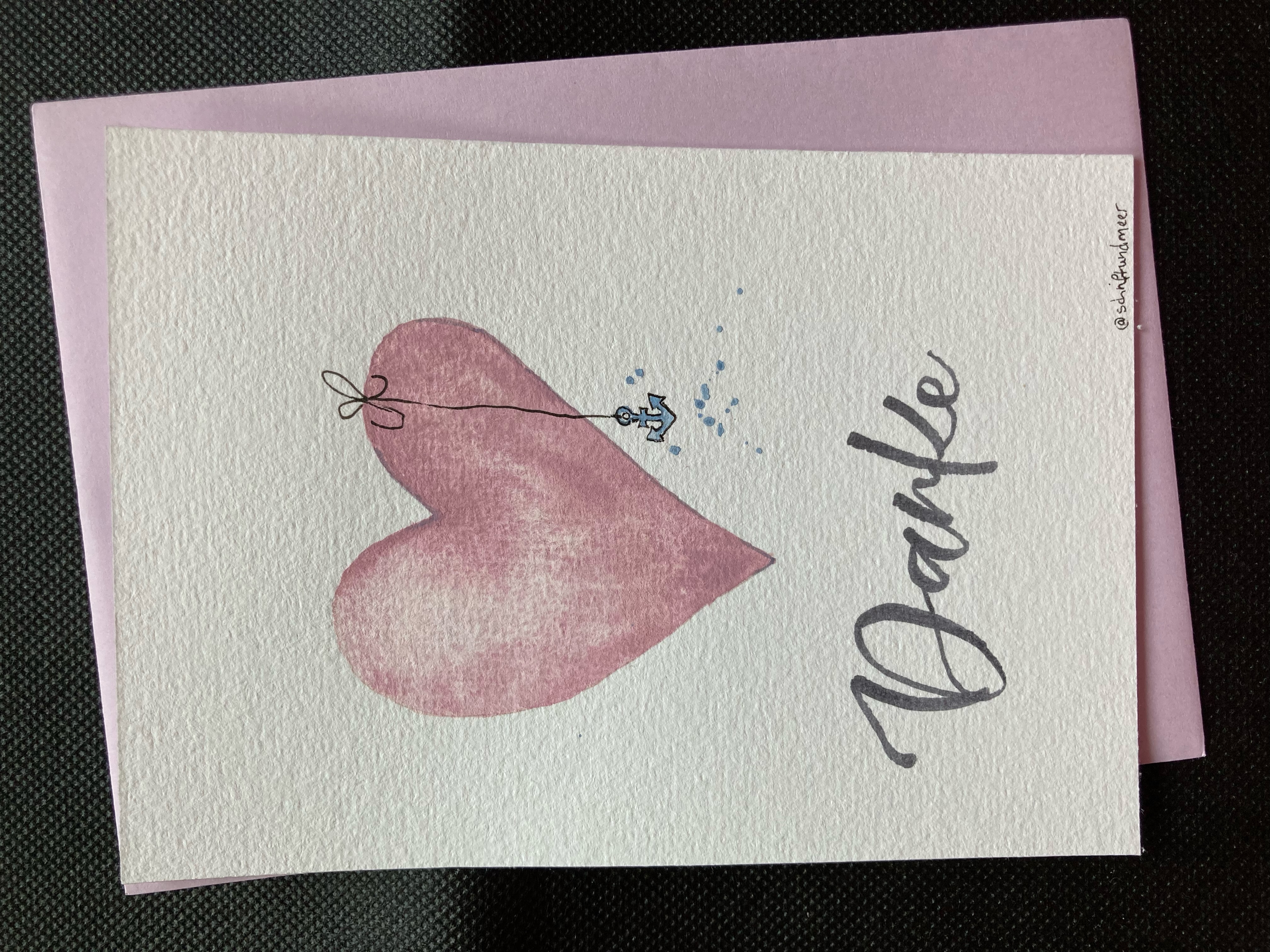 Postkarte mit Umschlag Herz "Rose"